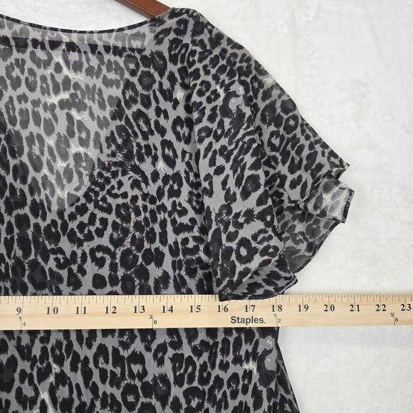 Adrianna Papell Dress Size Small Animal Print Chiffon Overlay Assymetric Short - Picture 8 of 14